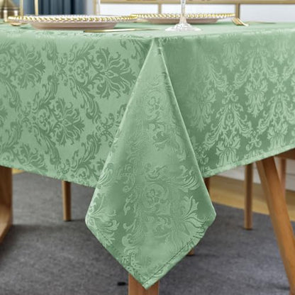 SASTYBALE Flower Jacquard Rectangle Tablecloth 60 x 102 Inch, Sage Green - color: Sage Green, size: 102" x 60" (Rectangular)