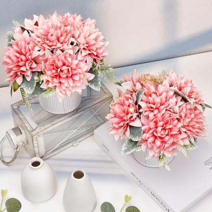 6 Set Pre-Made Flower Table Centerpieces (Retro Pink, 6 X Dahlias Table Centerpieces) - color: Retro Pink, size: 6 X Dahlias Table Centerpieces