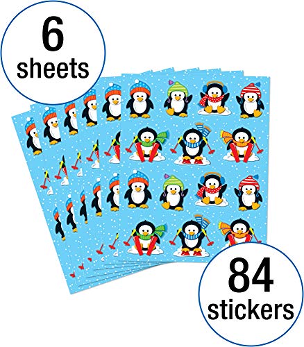 Carson Dellosa 84pc Penguin Stickers, 6 Sheets of Holiday Stickers, Stickers for Kids Sticker Chart, Reward Chart, Christmas Stickers, Stocking Stuffers, Scrapbook Stickers, and Planner Stickers - style: Penguins