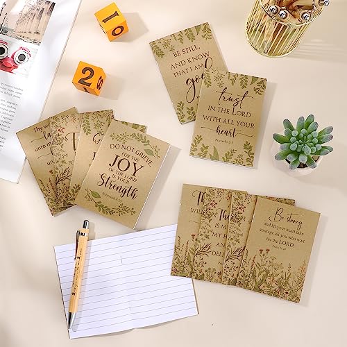 Ctosree 60 Pcs Bible Verse Notebooks Bulk with Pens Christian Gifts,Brown - color: as pictures shown