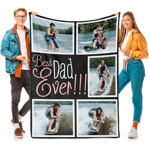 inkArts Gifts for Dad Custom Blankets with Photos Personalized Photo Blankets with Picture for Dad, Customized Throws Blanket for Fathers Day Plush Best Daddy Ever Family Husband Men Birthday - color: 5 Photo-1