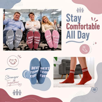 Glitopper 12 Pairs Best Team Ever Gift Socks Bulk - color: Macaron, style: Team