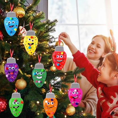Funrous 48 Sets Christmas Crafts Bulk Colorful Lights Bulbs Paper Crafts - style: Colorful Lights