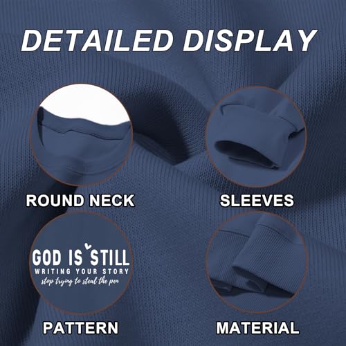 PAIEXILY Christian Crewneck Sweatshirts for Women God Faith Bible Verse Pullover Jesus Religious Long Sleeve Shirts Tops - color: Gray Blue, size: XX-Large