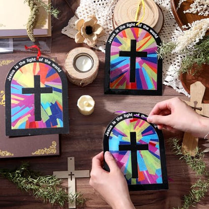 Motipuns 32 Sets Christian Crafts DIY Suncatcher Kit - style: Window