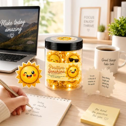 Positive Sunshine Jar, 30 Positive Notes for Women, Emotional Support Cards - color: Positive Sunshine Jar