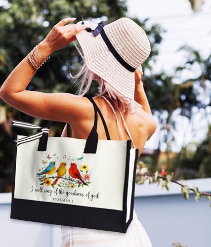 Aesthetic Canvas Tote Bag for Women Girls, Large Tote Bag for Friends Colleagues Leader Manager, 17 x 11.8 x 7 inches - color: Goodness