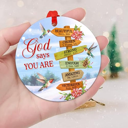 Christian Ornament 2026 God Says You are Bible Verse Gift
