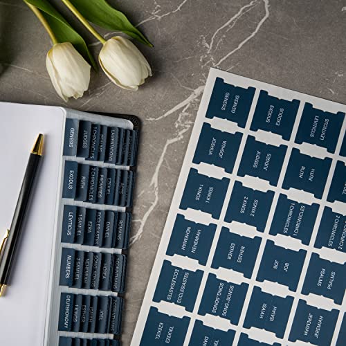 DIVERSEBEE Laminated Bible Tabs (Large Print, Easy to Apply), Bible Study Journaling Supplies, Index Book Tabs for Women and Men (Navy) - color: Navy