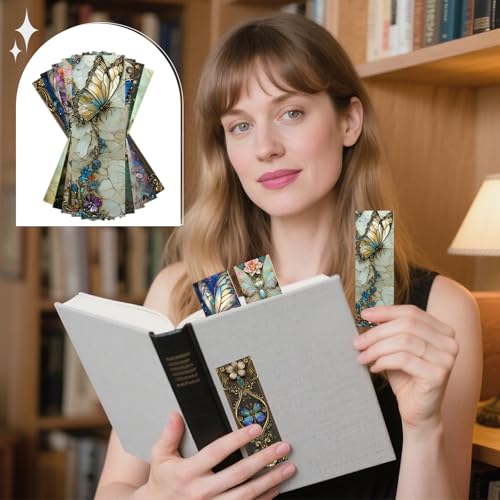 Fantasy Butterfly Bookmarks Gifts - 100 Pcs Fairy Tale Butterfly Bookmark Paper Floral Aesthetic Art Book Mark Page Clips for Women Men Book Lovers Students Teachers Bookish Reading Gifts - color: Fantasy Butterfly