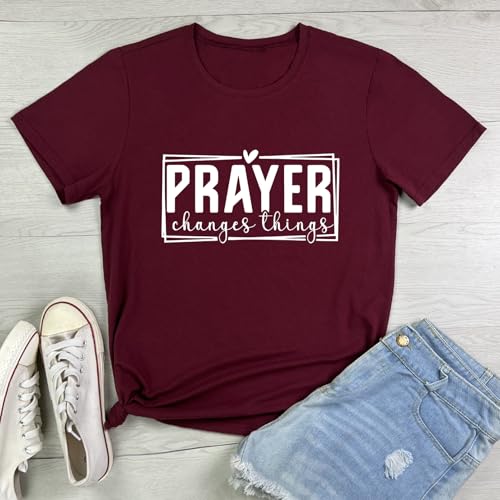 BLACKMYTH Graphic T-Shirts for Women Faith Shirts for Women - color: Wine Red 02, size: XX-Large