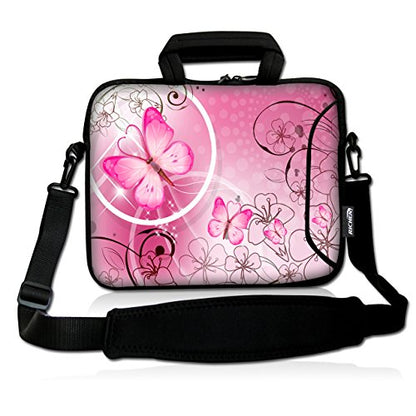 RICHEN 10 inch Messenger Bag Carrying Case Sleeve with Handle Accessory Pocket Fits 7 to 10-Inch Laptops/Notebook/Kids tablet (7-10.2 inch, Pink Butterfly) - color: Pink Butterfly, size: 7-10.2 inch