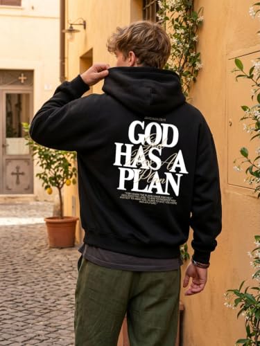 Eatbook Christian Hoodies for Men Faith Over Fear Cross Graphic Hoodie - color: Black1, size: Small