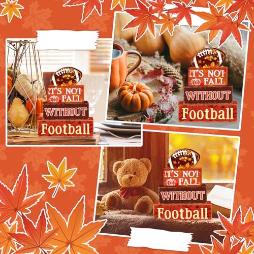 Britimes Fall Football Tiered Tray Decor Set, 4 Pack, Wooden Table Sign - style: Fall Football