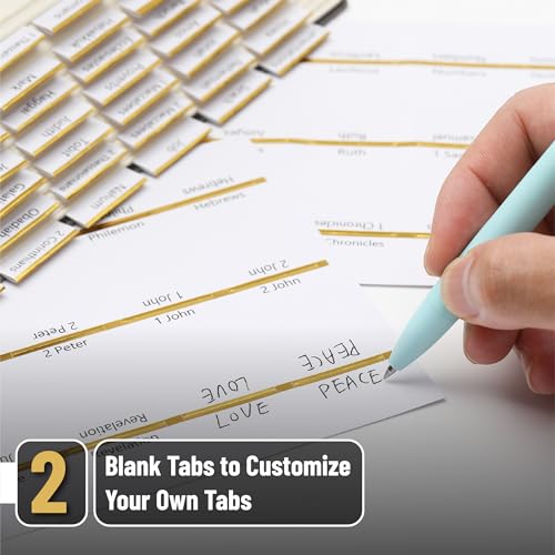 Mr. Pen- Laminated Bible Tabs, 75 pcs, Easy-to-Read & Apply - color: White With Gold Edge