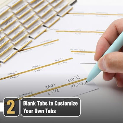 Mr. Pen- Laminated Bible Tabs, 75 pcs, Easy-to-Read & Apply - color: White With Gold Edge