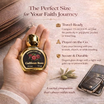 Rose of Galilee Anointing Oil for Prayer & Worship - Biblical Scented Oil for Home Altar & Church - Christian Gift from Holy Land (1/4 fl. oz - 7.5 ml) - color: 1/4 Fl. Oz - 7.5 Ml
