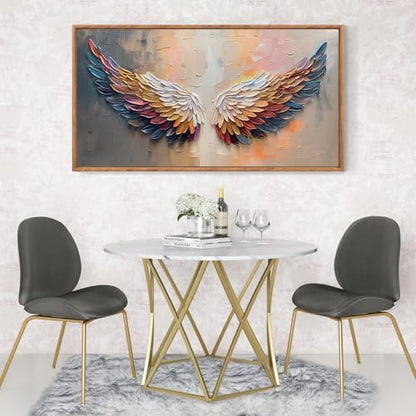 Aurlan Angel Wings Framed Canvas Wall Art 40x20 Inch - color: Angle Wings, size: 40"L x 20"W