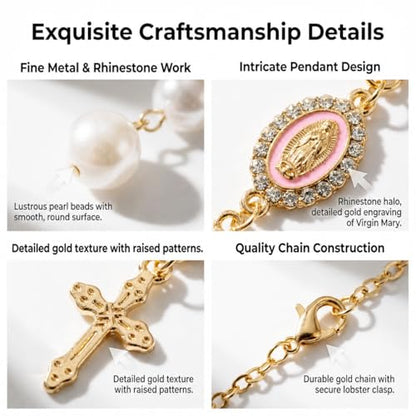 Car Rosary for Car, Steering Wheel Charm, Steering Wheel Rosary, Pink - style: A-pink