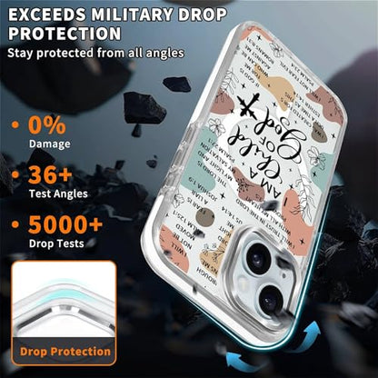 for iPhone 15 Case [Compatible with Magsafe],Girls Women Clear Magnetic Case Silicone Shockproof Protective Cover with Pattern Bible Verses - color: Bible Verses, size: iPhone 15