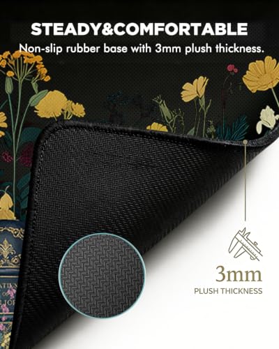 Mouse Pad, Desk Mat, 31.5x11.8in Large Mousepad, Books & Flowers - color: Books & Flowers