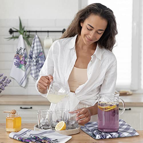 Boyiee 6 Set Lavender Kitchen Towels Purple Floral Dishcloth - color: Lavender