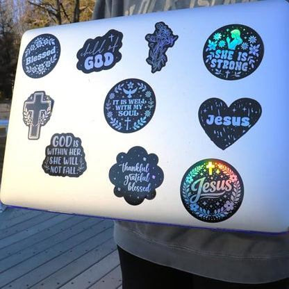 100 PCS Holographic Christian Stickers for Women, Kids, Let's Faith It By Puraesla - Lumina Series - Scripture Religious, Jesus Bible Verse for Journaling & Decor Laptop, Phone, Water Bottle - style: Lumina-100 Let's Faith It