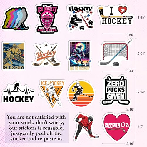 BEATRI Ice Hockey Stickers 50Pcs Waterproof Vinyl Hockey Decor - color: Hockey Stickers