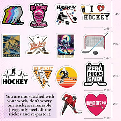 BEATRI Ice Hockey Stickers 50Pcs Waterproof Vinyl Hockey Decor - color: Hockey Stickers