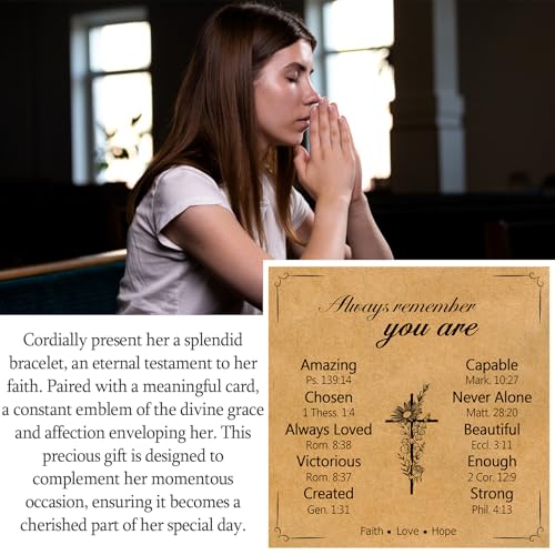 Christian Cross Bracelet for Women Girls, Adjustable Stainless Steel Beaded Cross Bracelets, First Communion Confirmation Easter Religious Bapstim Natural Gemstone Jesus Bracelet Gifts for Her - style: You Are Amazing