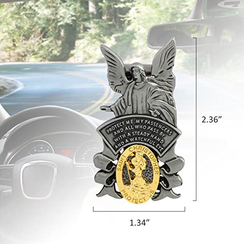 Guardian Angel St Christopher Medal Saint Christopher Car Visor Clip