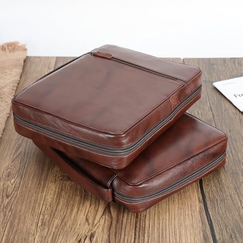 Polare Cowhide Leather Bible Cover Church Bag Bible Protective Book Holder Carrying Case Folder Organizer Portfolio (Coffee) - style: Coffee