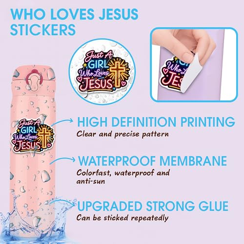Just A Girl Who Loves Jesus Sticker 3Pcs Decals Vinyl Waterproof Jesus Decor & Party Favors for Laptop, Water Bottle, Skateboard | Non-Repeating Decals, High-Definition Print - color: A Girl Loves Jesus