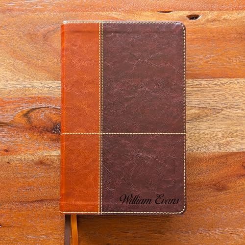 SacredBound Personalized NIV Large Print Reference Bible – Engraved Name LeatherSoft Tan/Brown | 12 Point Comfort Print, Cross References, Red Letter (Name Only)
