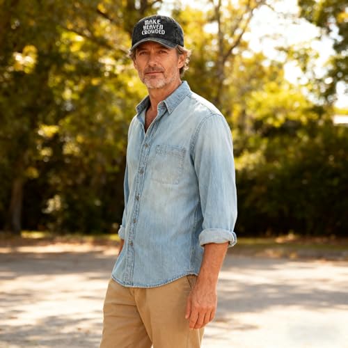 Inspirational Christian Baseball Cap, Adjustable Embroidered Cotton Hat for Men Women Dad Hat Gifts for His Her - color: Make Heaven Crowded - Black