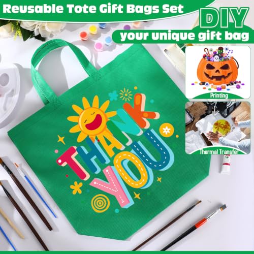 Windyun 100 Pcs Reusable Grocery Bags Large Shopping Tote Bulk, Green - color: Green