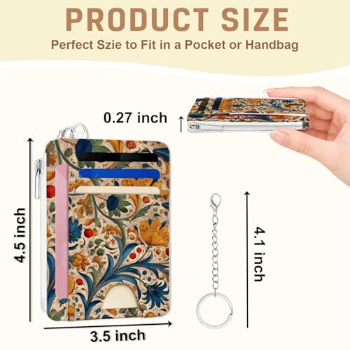 Vintage Flower Credit Card Holder Wallet, Slim RFID Blocking Card Case - color: Blossom