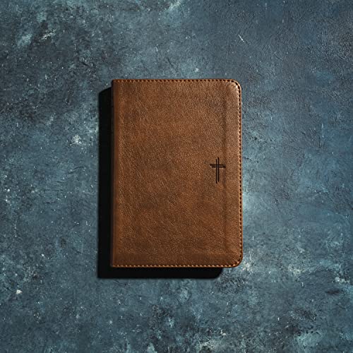 NLT Compact Bible, Filament Enabled (LeatherLike, Rustic Brown Cross, Red Letter)
