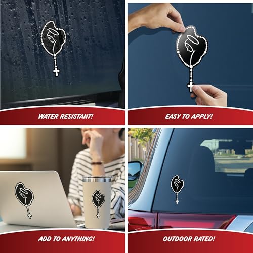 Mary Rosary Decals for Car Truck Tablet Tumbler Cell Phone - Set of 3 Christian Stickers for Cars Stickers - Religious Holy Rosary Sticker Decal - Black & White Rosary Christian Decal - style: Mary Rosary