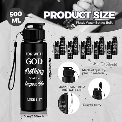 Mifoci 20 Pcs Christian Religious Water Bottle Bulk 17 oz, Black - color: Black