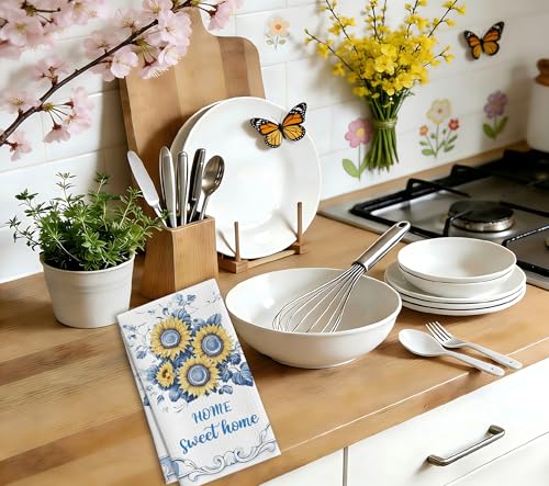 Sunflower Kitchen Towels, Home Sweet Home Sunflower Gifts For Women, 11 - color: Blue Sunflower