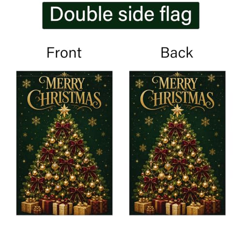 Louise Maelys Christmas Tree Garden Yard Flag 12x18 Inch Green - color: Multi-8