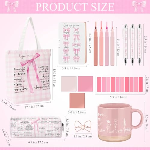 Reallnaive 25 Pcs Bible Study Journaling Kit for Women Christian Gift, Pink - color: Pink, style: Bible verse