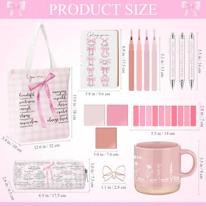 Reallnaive 25 Pcs Bible Study Journaling Kit for Women Christian Gift, Pink - color: Pink, style: Bible verse