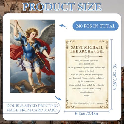 Saint Michael Catholic Prayer Cards 240 Pcs St Michael Holy Prayer Cards Gifts Scripture Religious Tracts Inspirational Christian Gift for Women Men Sunday School Bible Study 4 x 2.6 inches - style: Saint Michael