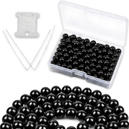 Cherry Tree Collection 100PCS 6mm Black Agate Round Bead Craft Kit - color: black agate, size: 6mm