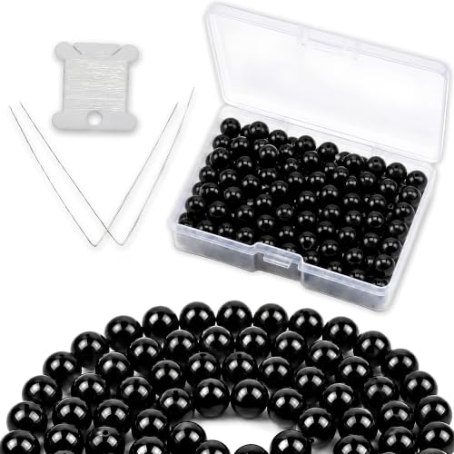 Cherry Tree Collection 100PCS 6mm Black Agate Round Bead Craft Kit - color: black agate, size: 6mm