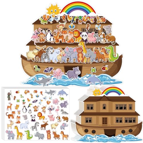11 Set Noah's Ark Animal Sticker Scene Kit for Kids DIY Craft - color: A