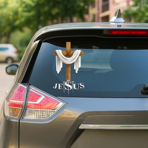 Jesus Saves Car Decal - Christian Waterproof UV DTF Decal for Cars, Trucks - color: Multicolor