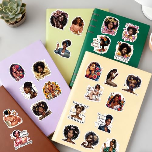 Black Girl Stickers for Women - 100 Pcs Black Women Water Bottle Stickers for Vision Board, Affirmation Waterproof Scrapbook Decals, Motivational Vinyl Sticker for Laptop Journaling - style: Black Girl Affirmation
